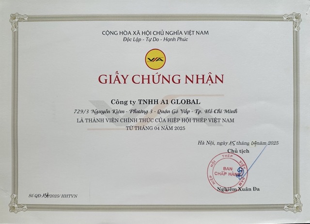 membership certificate A1G- VSA